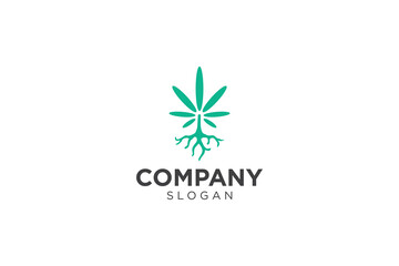 Fototapeta na wymiar Cannabis tree and roots logo design