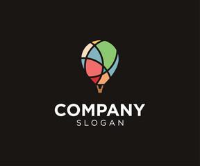 colorful hot air balloon logo design