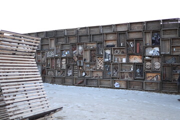 Design wall on Olkhon Island lake Baikal