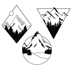 Geometric mountains svg, mountain svg outline, camping outdoors adventure svg , mountains and trees svg, mountain silhouette svg png