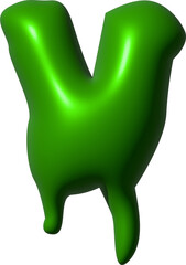 3d green leaky graffiti letter v