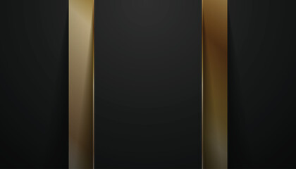 Abstract Black Background with Golden Shape Elements. Luxury and Elegant Template. Vector Illustration