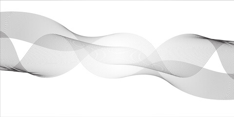 Abstract wavy grey stream element for design on transparent background isolated. Wavy white and grey lines background.