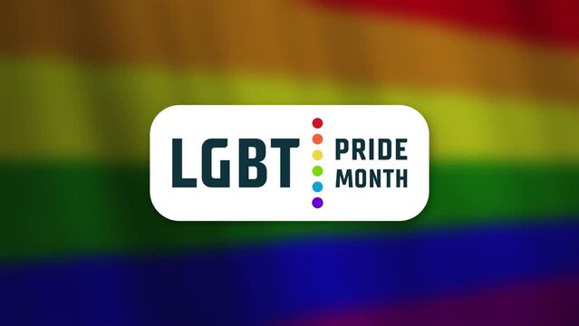 Banner dedicated to LGBT PRIDE month. Video transition from white to LGBTQ+ flag with text caption LGBT PRIDE MONTH. Animated intro mockup with video transition.