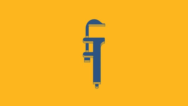 Blue Calliper or caliper and scale icon isolated on orange background. Precision measuring tools. 4K Video motion graphic animation