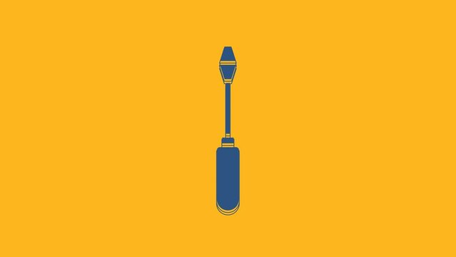 Blue Screwdriver icon isolated on orange background. Service tool symbol. 4K Video motion graphic animation