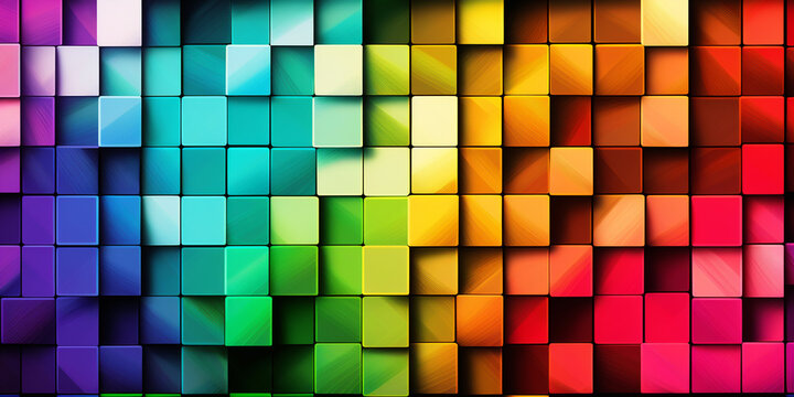 Colorful square pattern as panorama background 