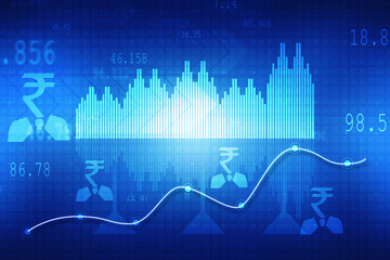 2d rendering Stock market online business concept. business Graph 
