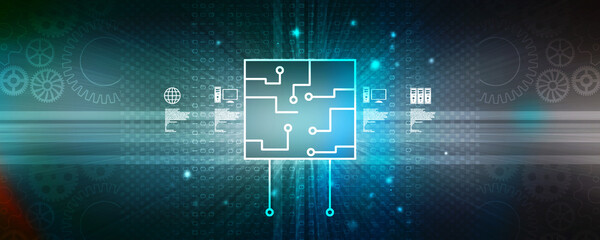 2d illustration Abstract futuristic electronic circuit technology background