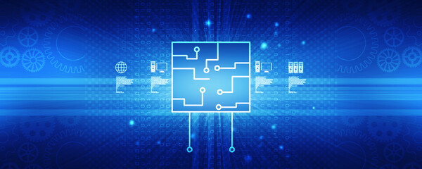 2d illustration Abstract futuristic electronic circuit technology background
