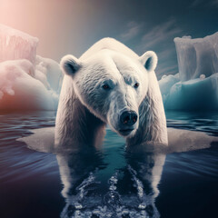 Polar bear in water - Generative ai