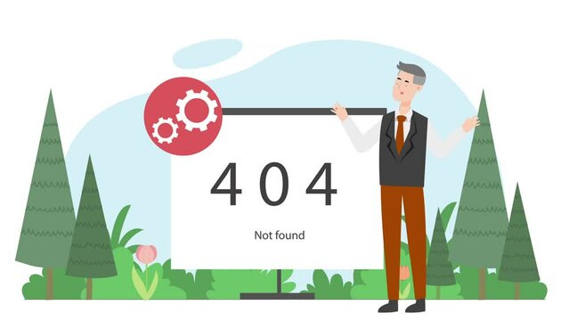 Businessman is reporting that 404 Not Found