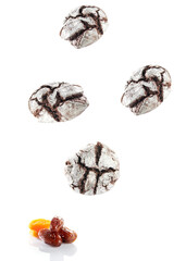 Flying cookie isolated on white background. High resolution image.