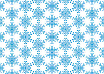 Christmas blue color snow flake repeat pattern, replete illustration image, design for fabric printing, seamless repeat pattern