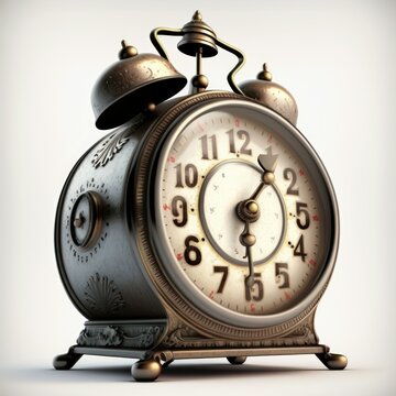 Old antique retro alarm clock, generative ai