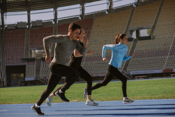 Jogging at the stadium