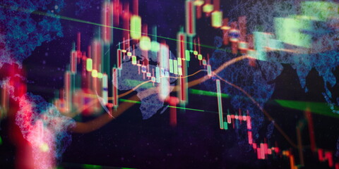Fundamental and technical analysis concept. Analysis for professional technical analysis on the monitor of a computer.