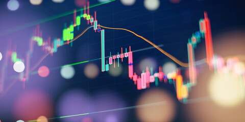 Fundamental and technical analysis concept. Analysis for professional technical analysis on the monitor of a computer.