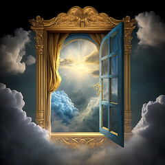 Gateway to heaven . Golden Door to paradise . Afterlife entrance .