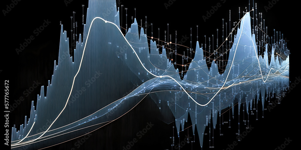 Aufkleber an abstract graph of blues is depicted, its curves light and transparent. - generative ai.