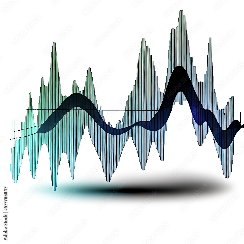 Aufkleber a luminous graph of translucent hues is illuminated in the darkness - generative ai.