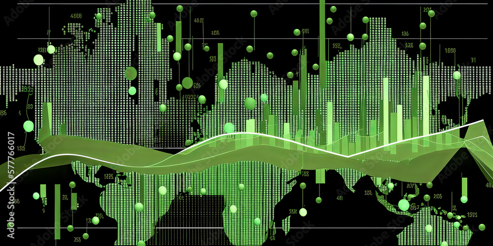 Aufkleber a graph of transparent lines and points is seen, its hue a bright green - generative ai.