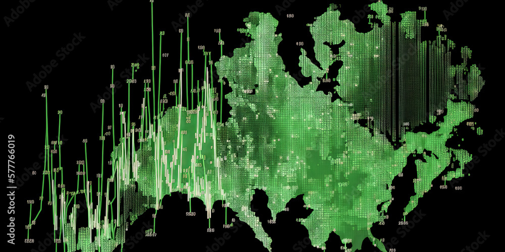 Aufkleber a graph of transparent lines and points is seen, its hue a bright green - generative ai.