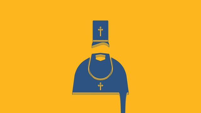 Blue Priest icon isolated on orange background. 4K Video motion graphic animation