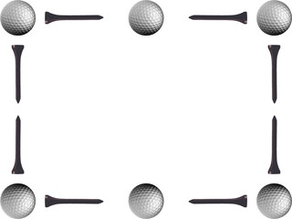 golf ball and tee border frame