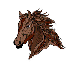 horse head art hand draw vector illustration