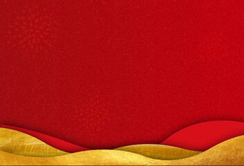 Oriental red and gold background. Suitable for Lunar New Year, celebrating event design.