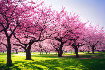 Obraz premium blooming japanese cherry trees