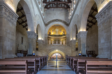 Fototapeta na wymiar Mount Tabor. Israel. January 27, 2020: Interior of the Transfiguration Church on Mount Tabor