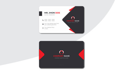 Fototapeta na wymiar Futuristic business card, Double-sided creative visiting card template, gray and red color design vector.