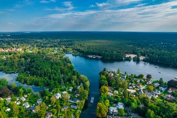 Foto op Canvas AerialView of lake and national park Muggelsee in Germany © Igor Syrbu