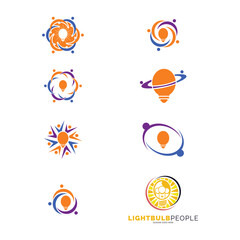 Set of Lightbulb People Group Icon Vector Logo Template Illustration Design