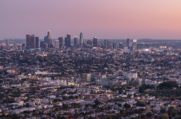 Fototapeta na wymiar Downtown Los Angeles at Sunset