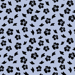 Seamless pattern of black and white contours of poppies flowers. Retro floral vector background surface design, textile, stationery, wrapping paper, covers. 60s, 70s, 80s style. Vector illustration