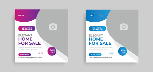 House property sale banner square story web banner template. Real estate social post design. Promotion banner ads for home sell businesses