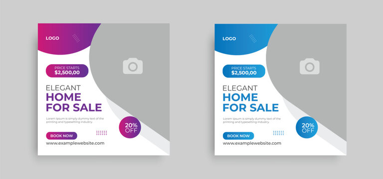 House property sale banner square story web banner template. Real estate social post design. Promotion banner ads for home sell businesses