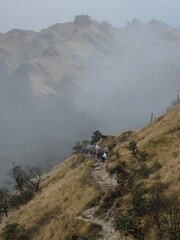 Trekking Through Misty Mountains in Nepal