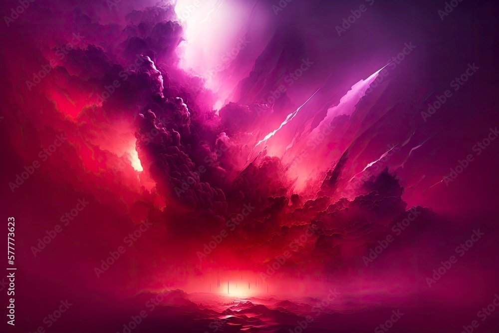 Canvas Prints double exposure red purple abstract background with spotlight and fog, created with generative ai