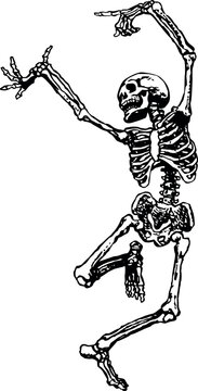 Naklejka Skeleton dancing black and white