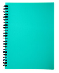 Green spiral notebook on transparent background (png file).