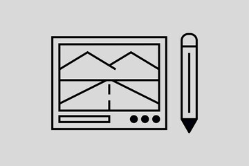 Minimalistic draftsmanship vector illustration in flat style design. Geometric sketch icon for website, mobile app, ui ux design, web design, business, marketing, landing page, web development concept