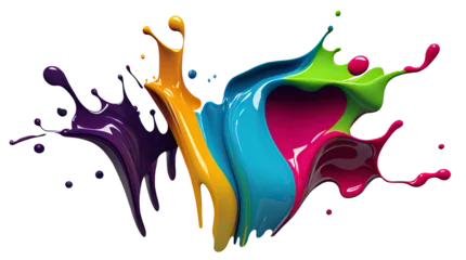Poster Colorful paint splash. Isolated design element on the transparent background. Generative AI. © KsanaGraphica