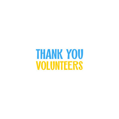 Thank you volunteers text in Ukrainian national color blue and yellow