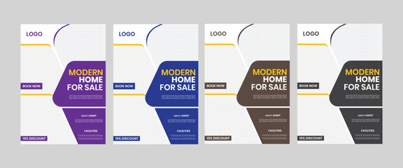 Real estate modern advert residence white rent flyer ai vector layout