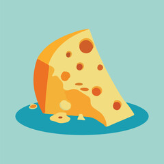 Cheese cartoon style flat vector illustration