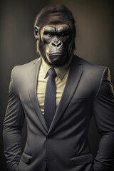 portrait of a gorilla waring a suit generative AI